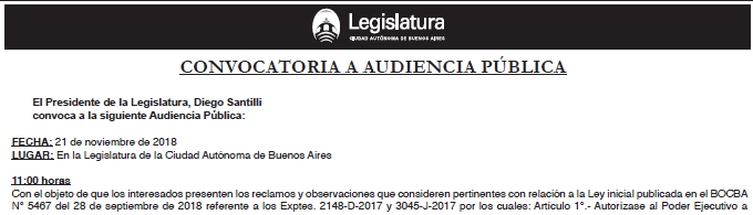 Audiencia publica del 21 de noviembre de 2018