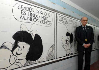 Mural de Mafalda en el subterraneo