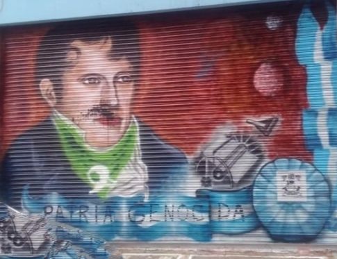 Mural Manuel Belgrano vandalizado