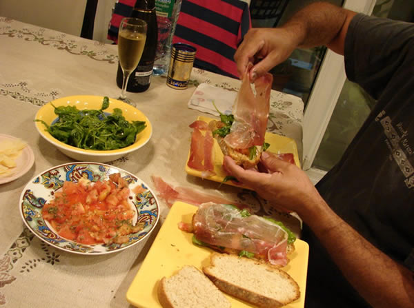 bruschettas con pan de campo